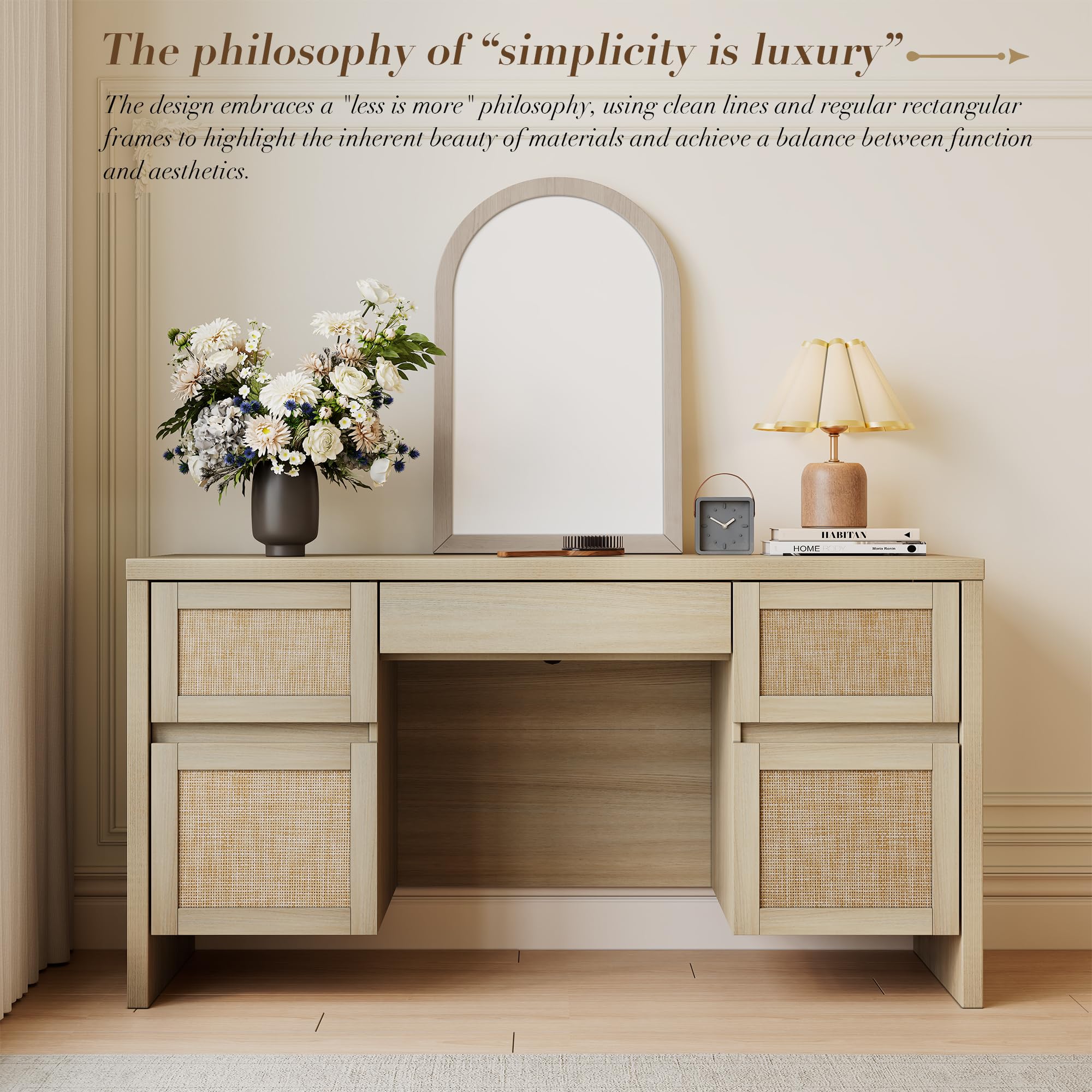 Executive Desk with 5 Drawers and Charging Station