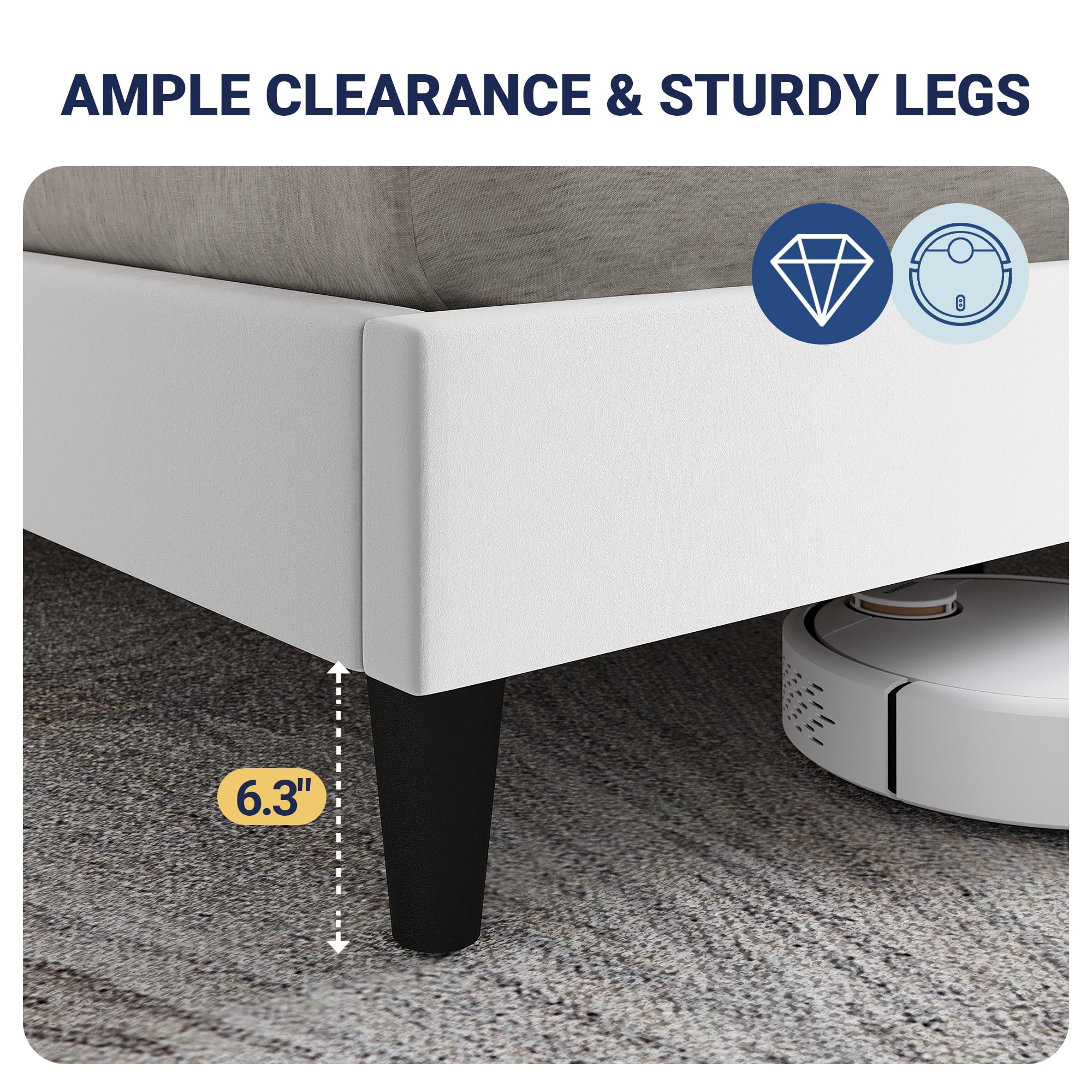 Queen Upholstered Platform Bed with Charging Station