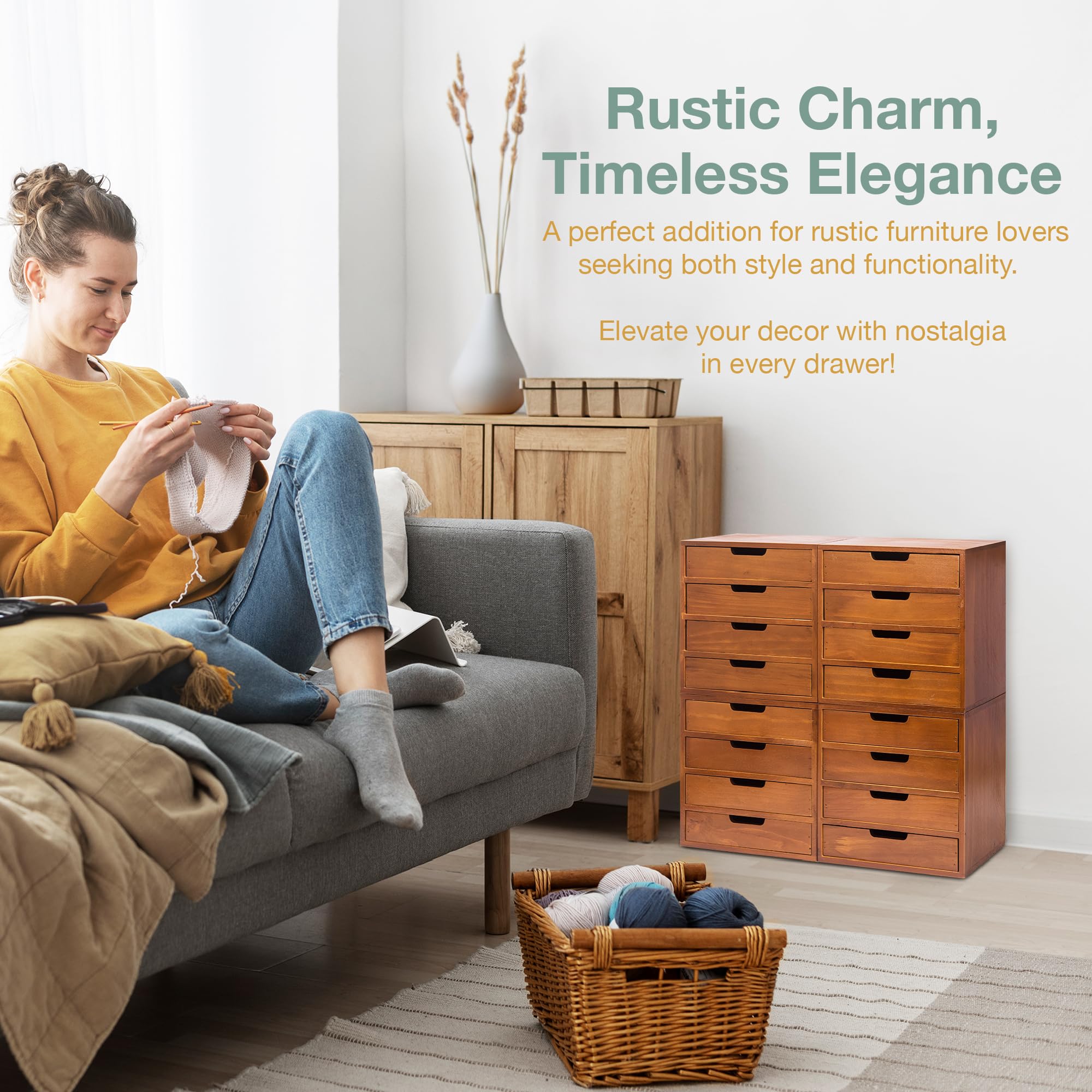 4-Pack Wooden Desktop Storage Organizer