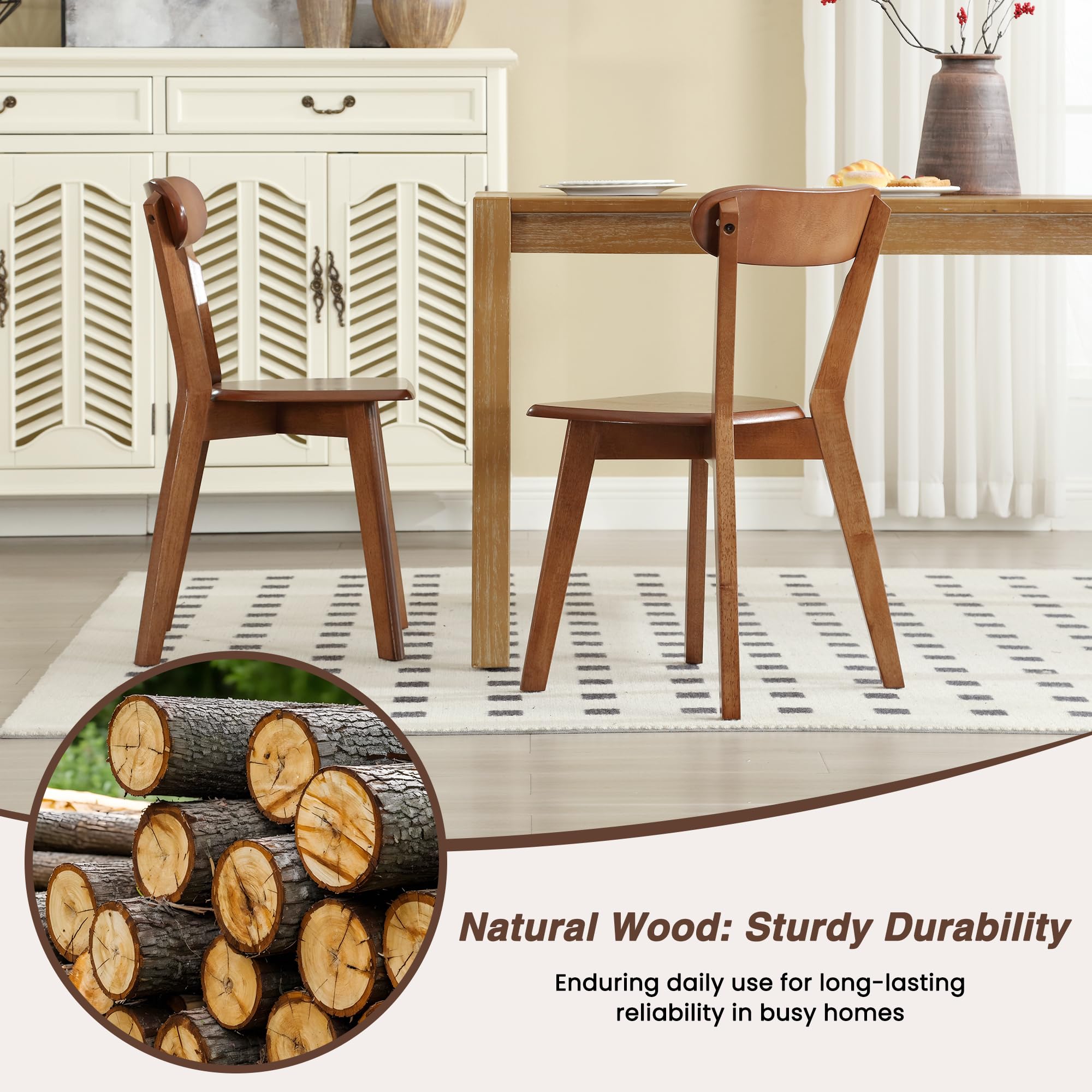 Farmhouse Solid Wood Dining Chairs Set of 4