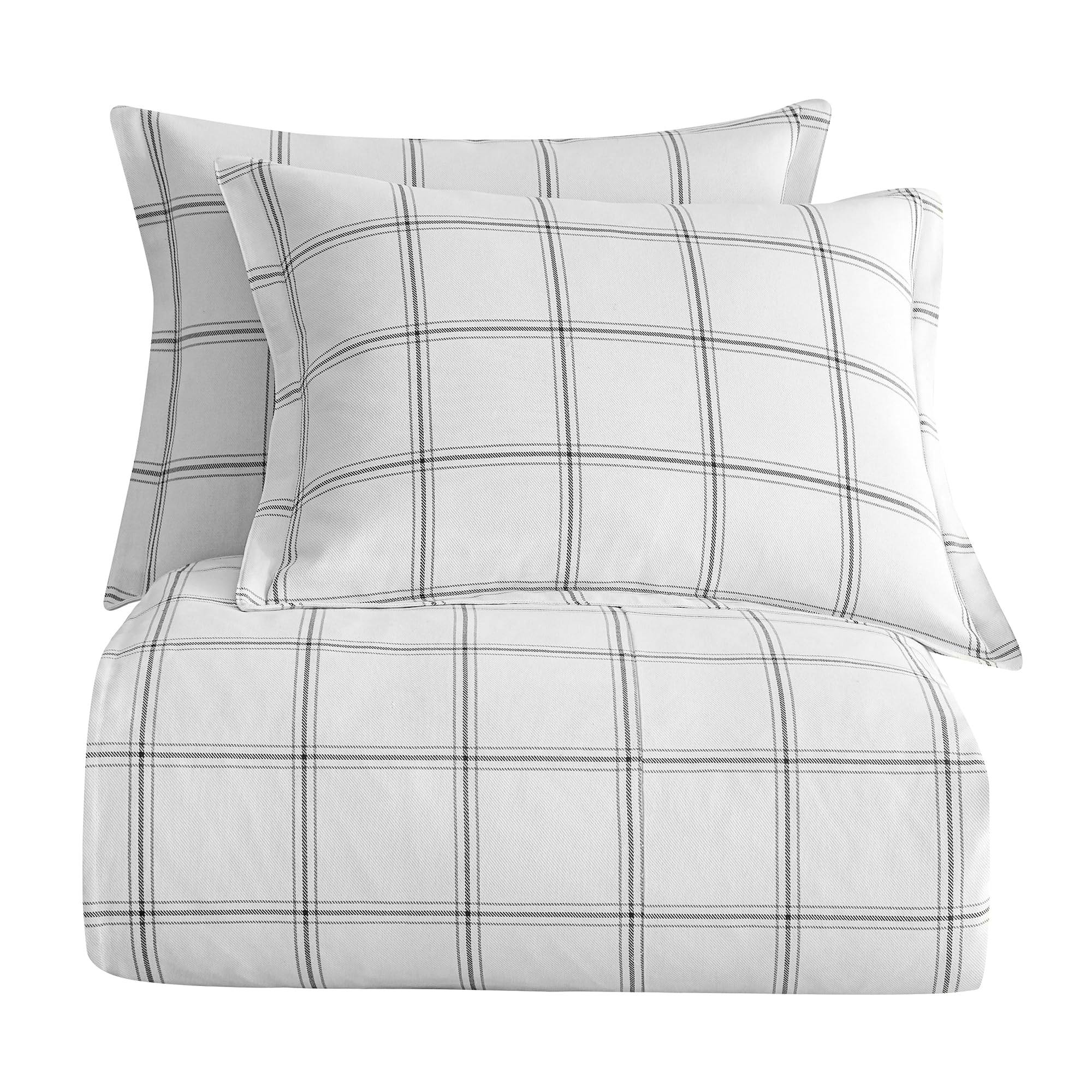 King Plaid Comforter Set White 3 Piece