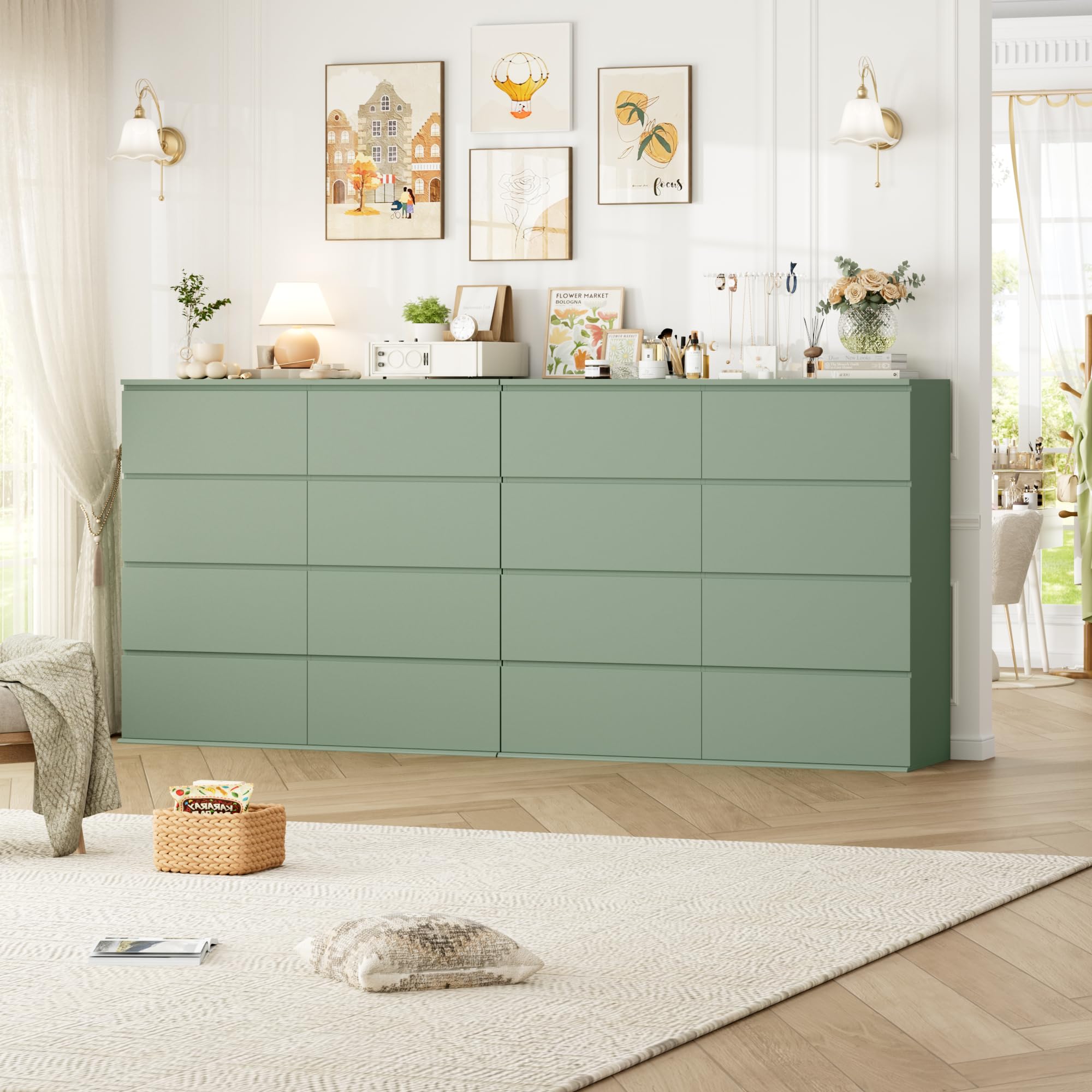 8 Drawer Dresser Double Chest of Drawers with Deep Drawers