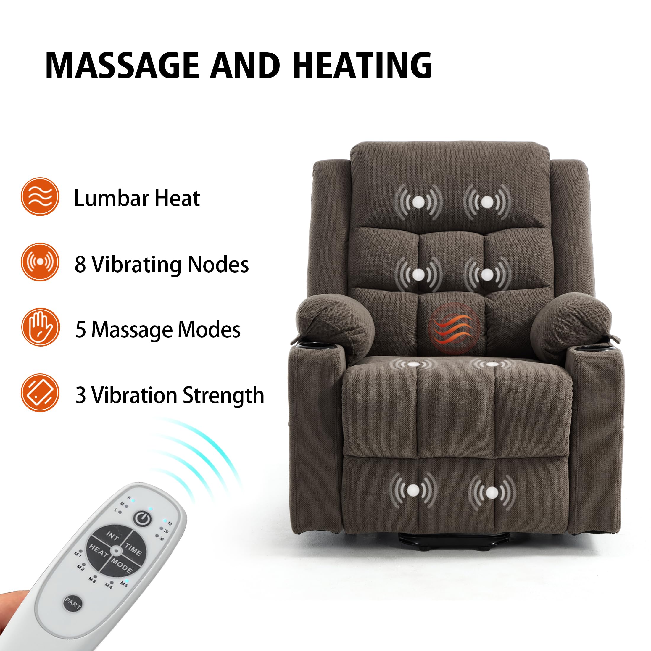 Electric Power Lift Recliner Chair with Massage and Heat