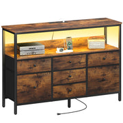 LED TV Stand with 7 Drawers and Power Outlets