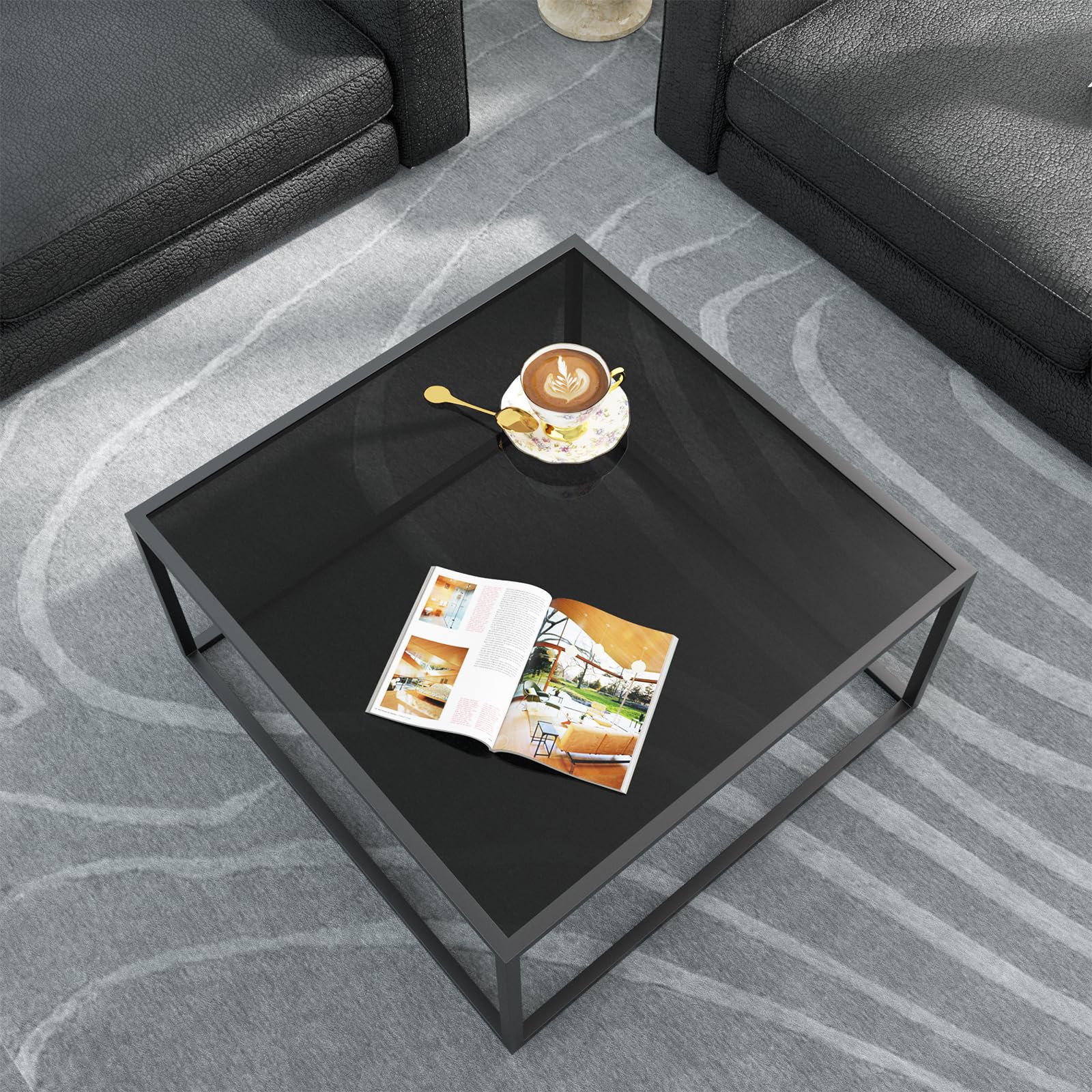 Black Glass Square Coffee Table