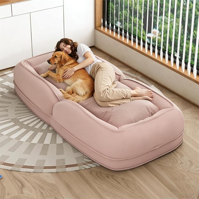 Upholstered Human Dog Bed for Adults with 5 Adjustable Positions