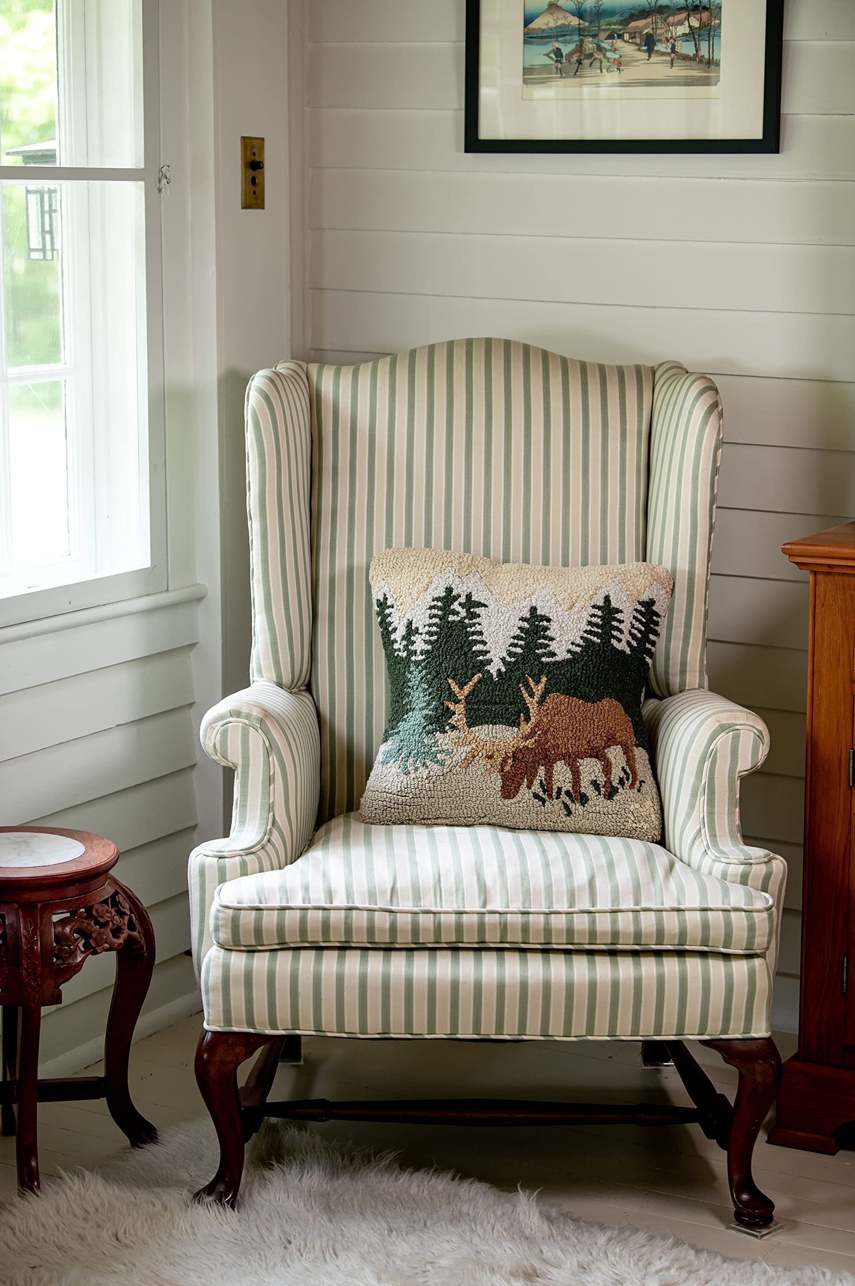Mountain Elk Wool Throw Pillow 18x18