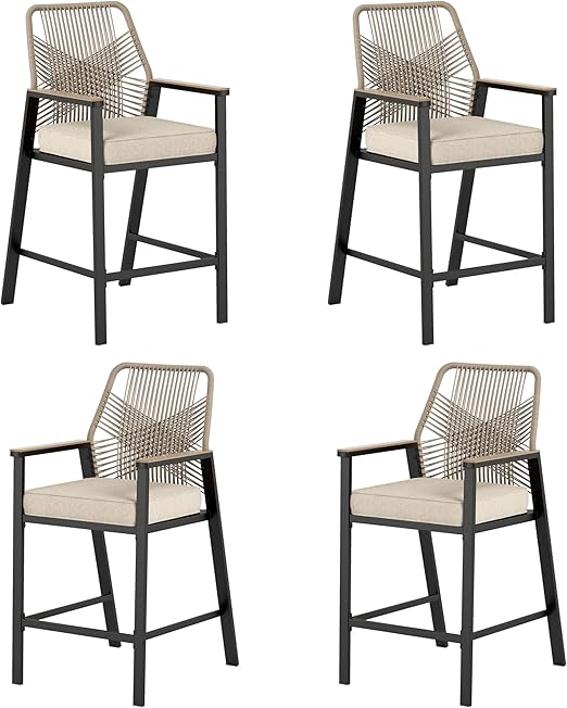 Swivel Bar Stools Set of 4 with Cushions
