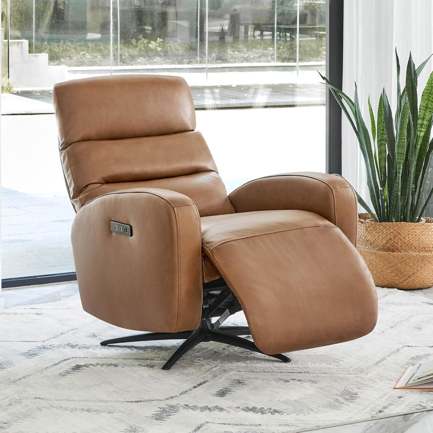 Genuine Leather Power Swivel Recliner Chair with USB Ports