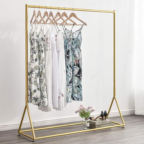Gold Pipe Clothing Rack Freestanding 47" L