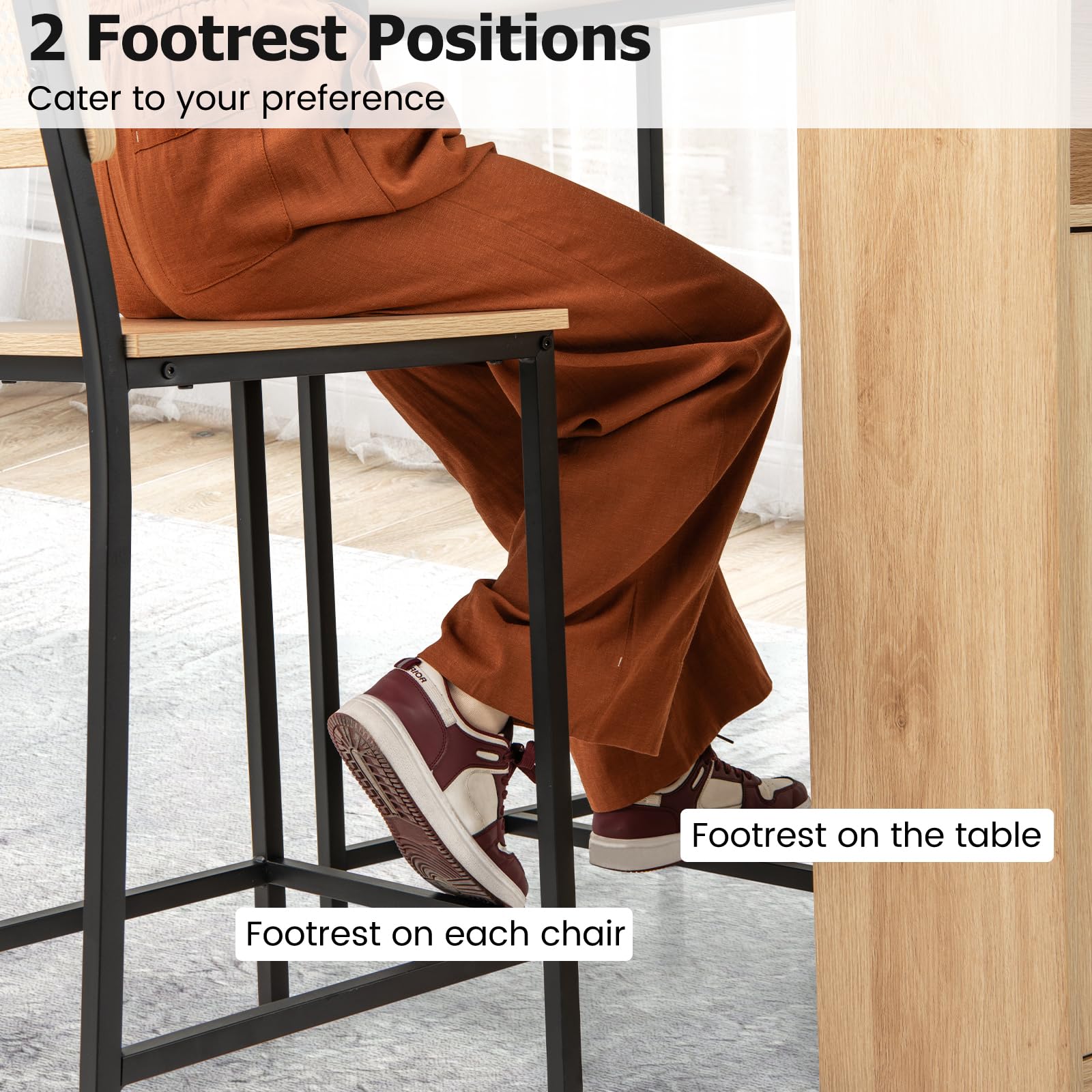 3-Piece Counter Height Bar Table Set with Storage