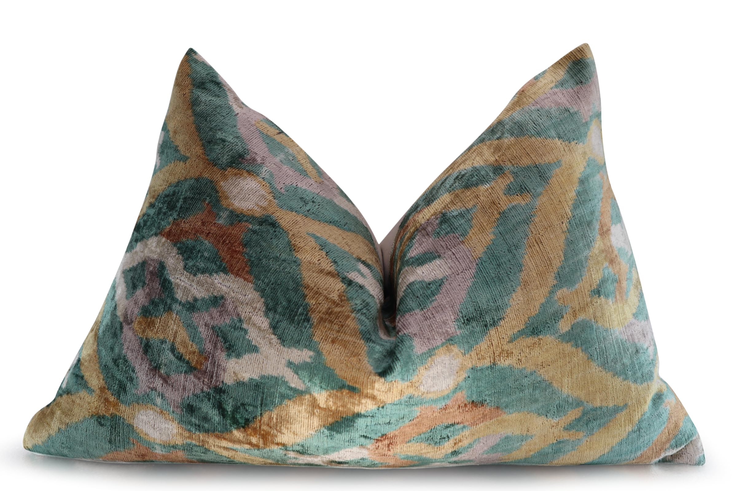 Handmade Velvet Ikat Throw Pillow 16x24