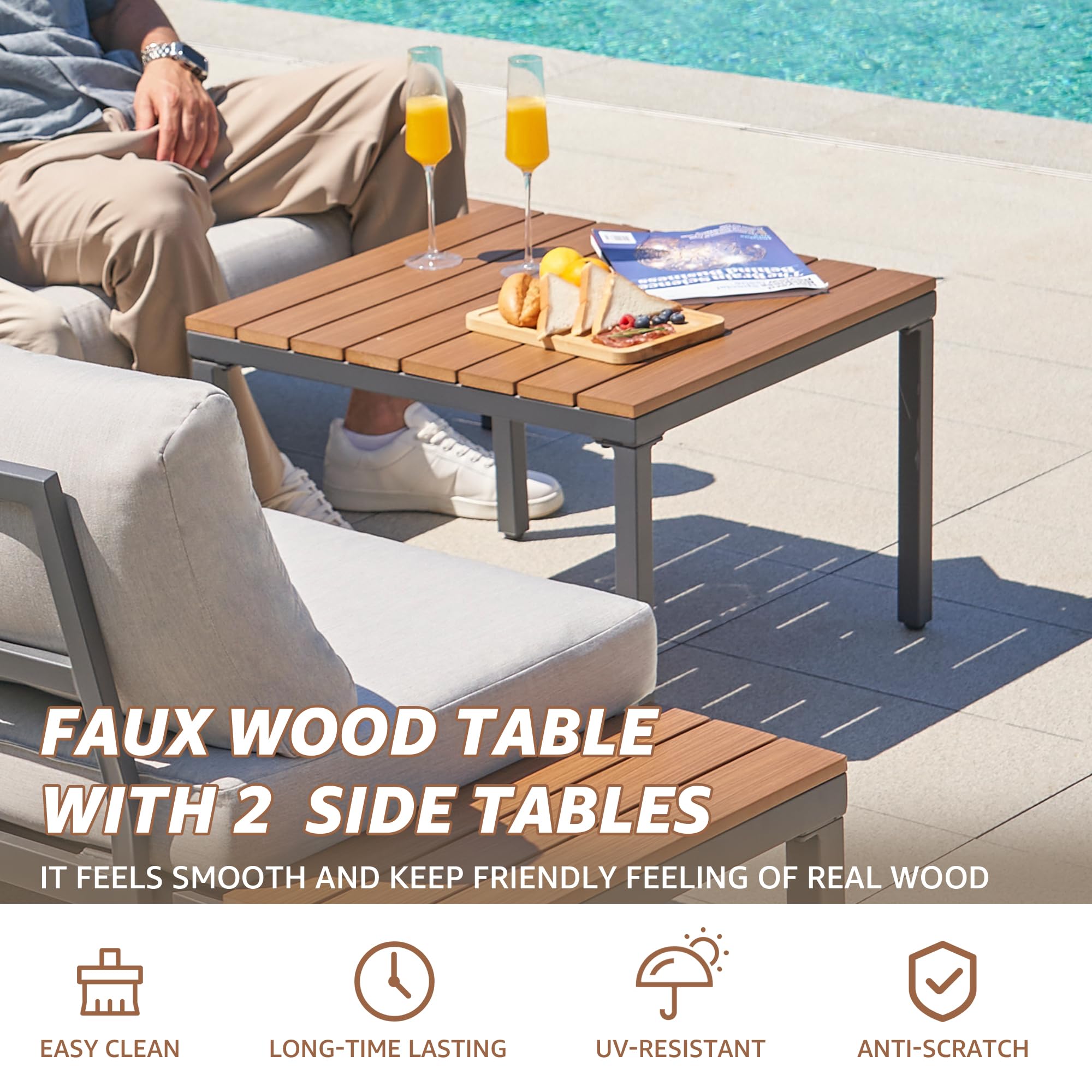 L-Shape Patio Sectional with Cushions