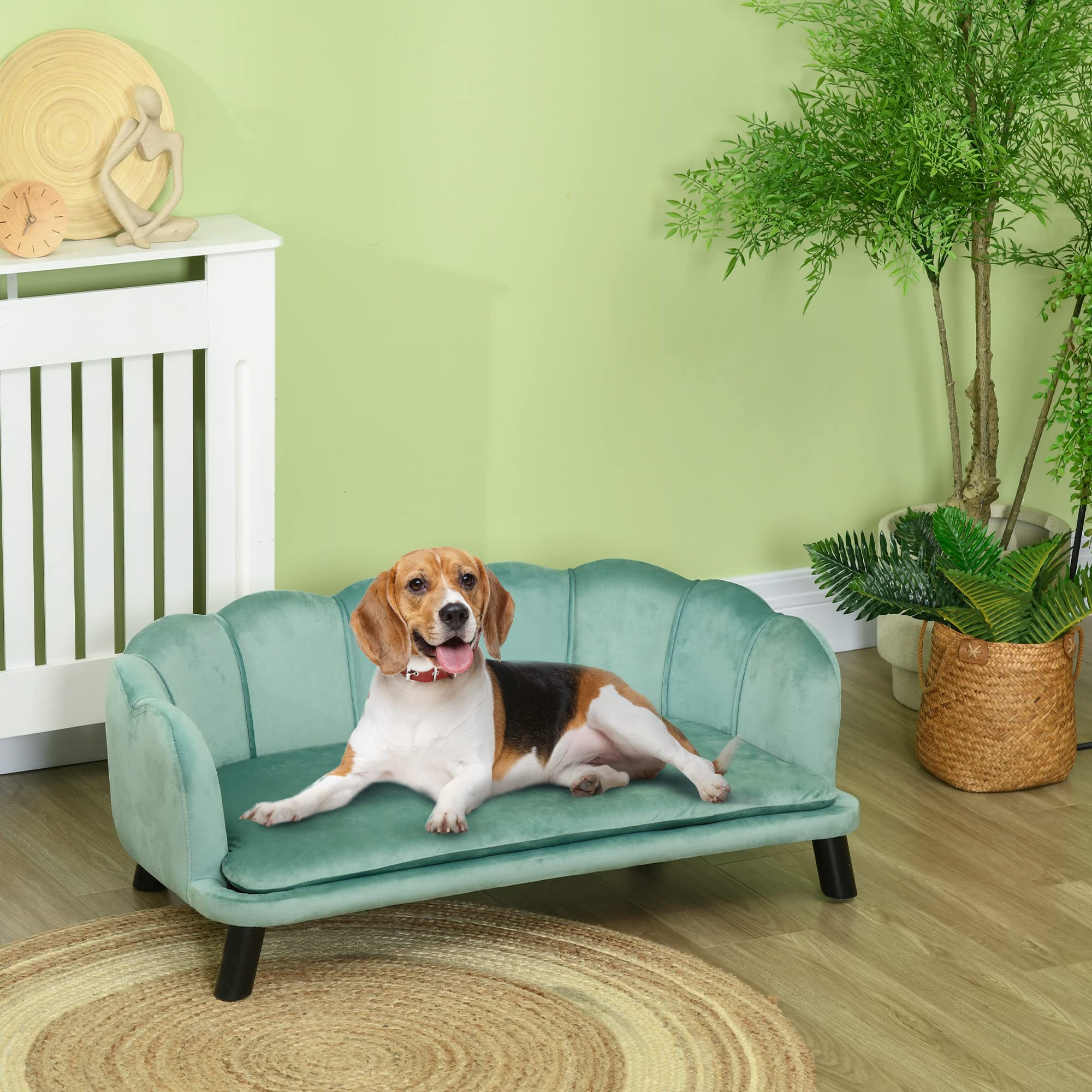 Velvet Large Dog Couch with Foam Cushion
