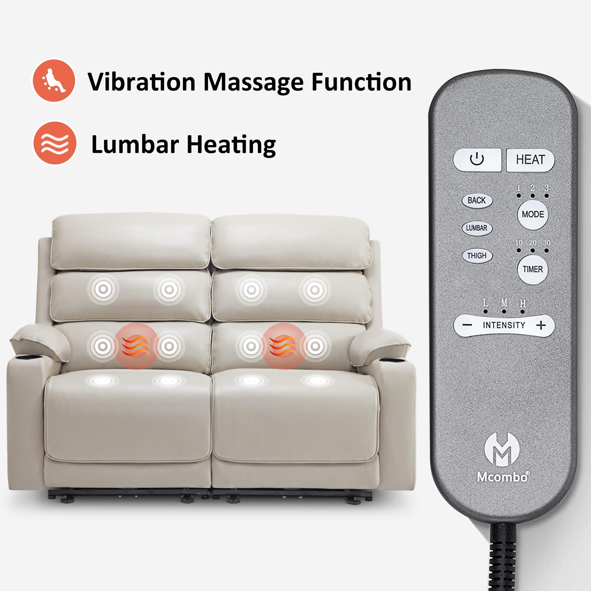 63.4" Oversized Reclining Loveseat with Heat and Massage