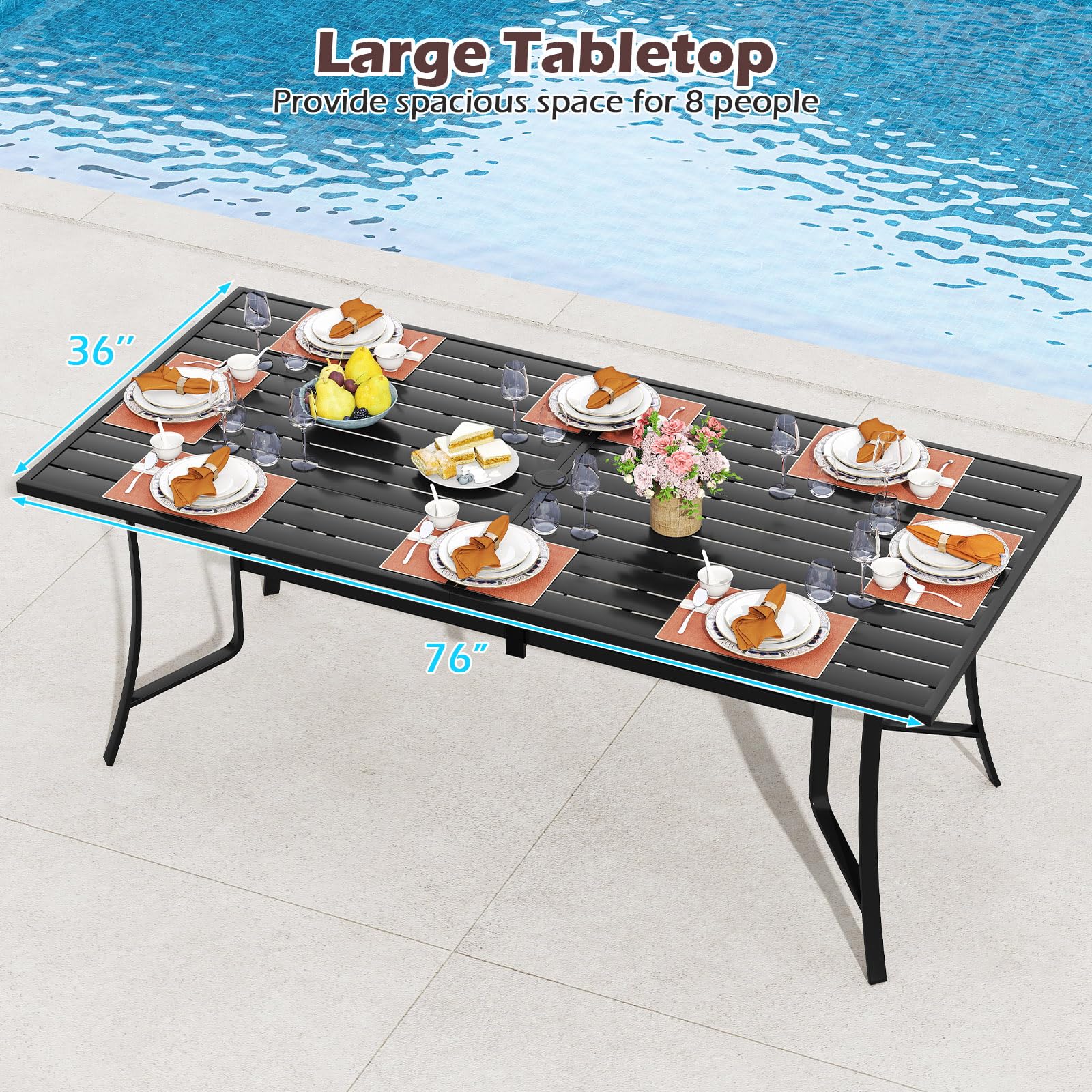 Metal Patio Dining Table for 8