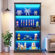 68" Glass Display Cabinet with RGB LED, Human Sensor & 2 Drawers