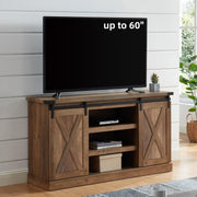 Farmhouse TV Stand with Sliding Barn Door for 60 Inch TV