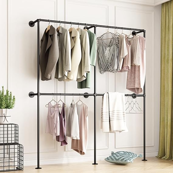 Gold Pipe Clothing Rack Freestanding 47" L