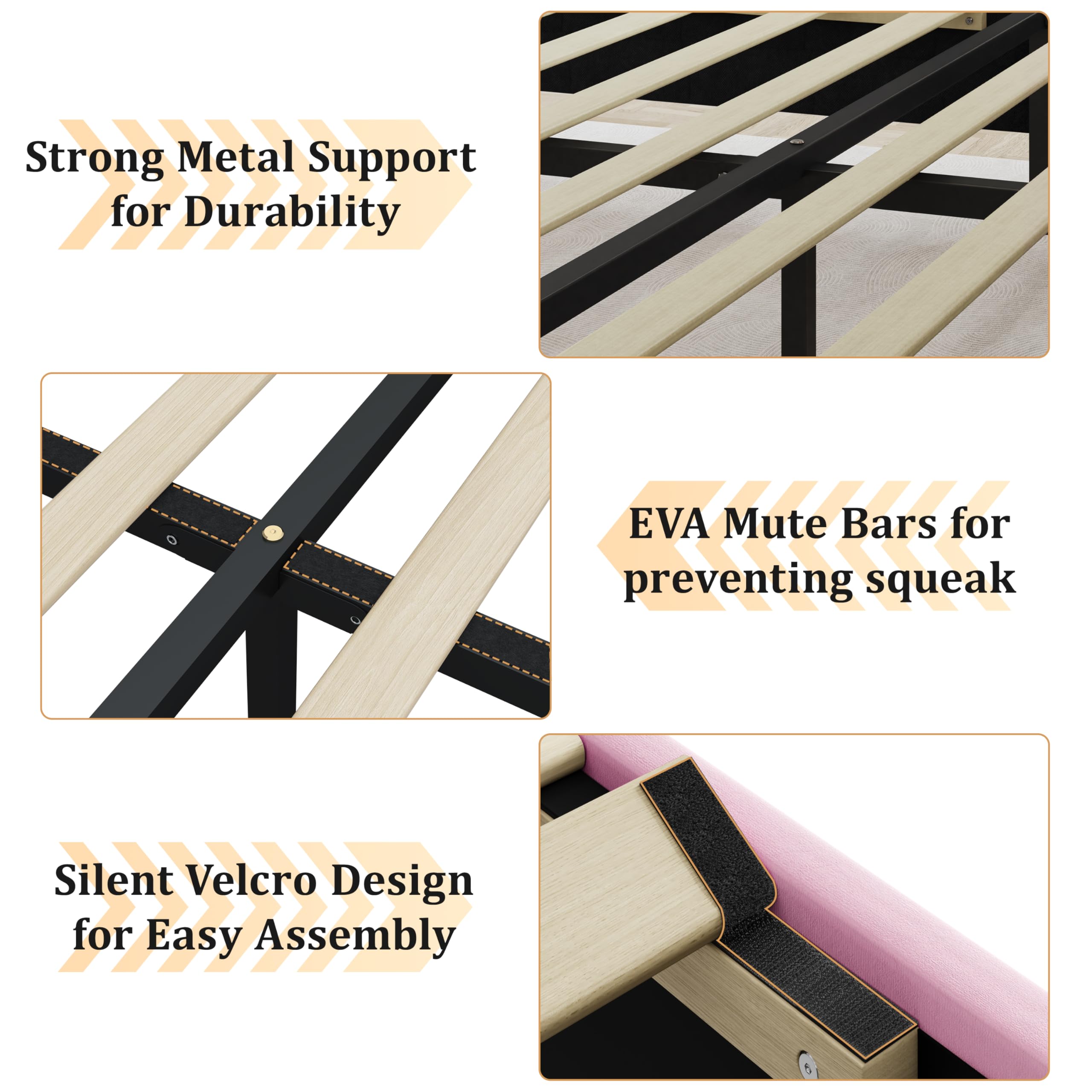 Pink Velvet Upholstered Full Bed Frame