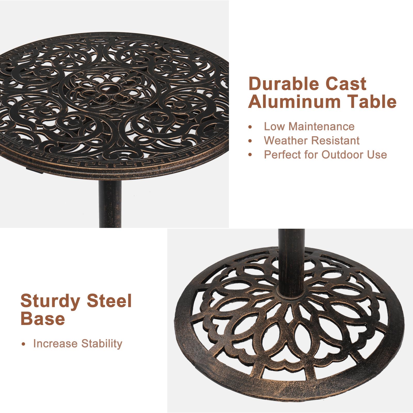 40" Round Cast Aluminum Bar Table