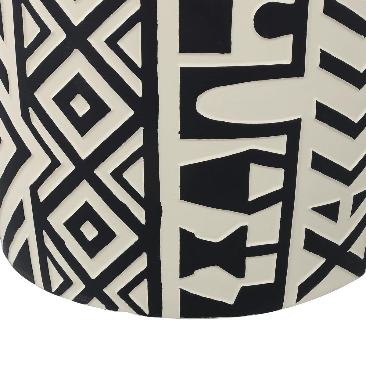 17.75" Mid-Century Modern Geometric Drum Garden Stool