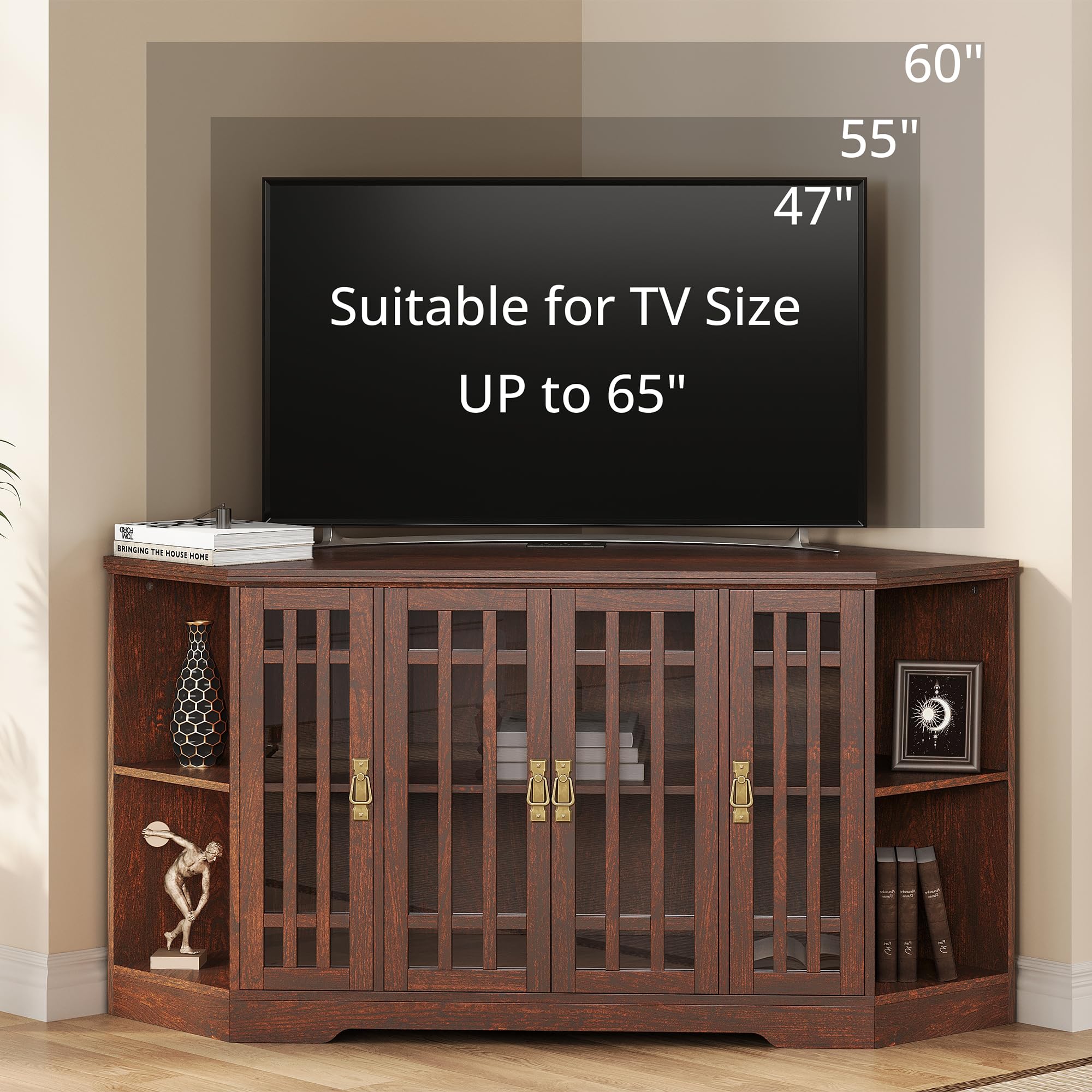 Corner TV Stand with Power Outlet and Storage