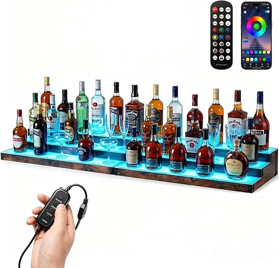 LED Lighted Liquor Display Shelf 3-Tier 32 Inch