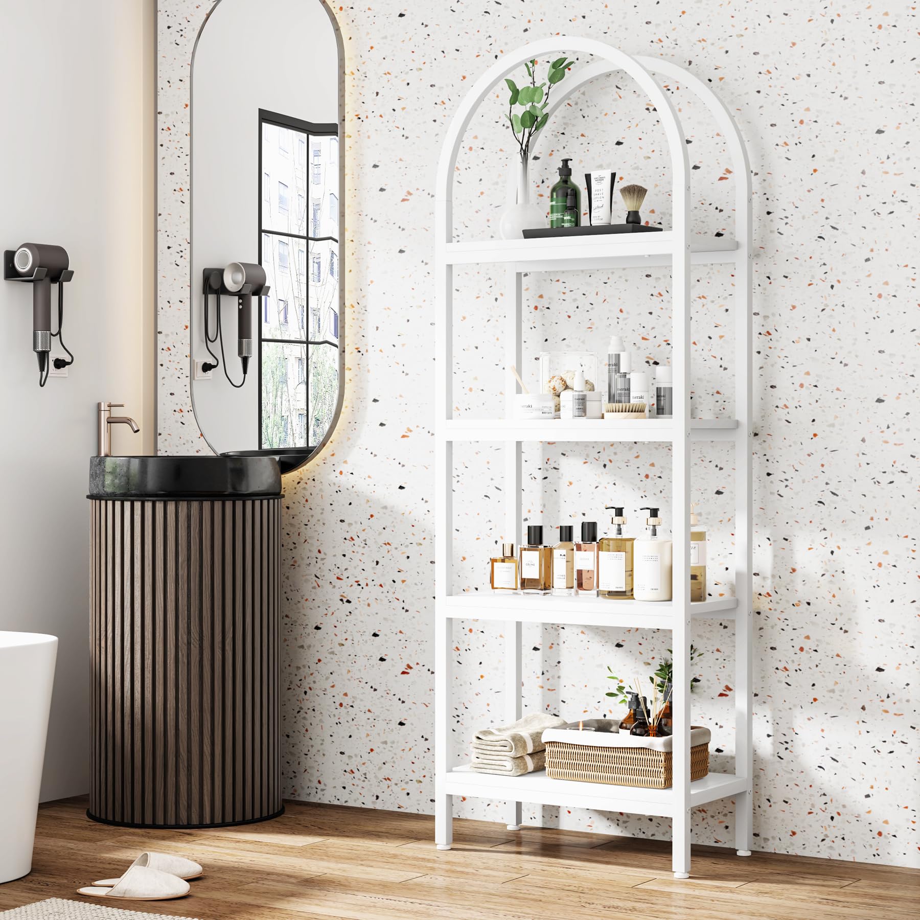 4-Tier Open Bookshelf 70.8" Industrial Wood Storage Shelves