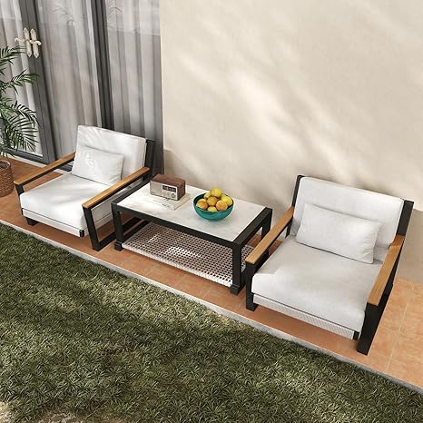 Aluminum Patio Sofa Set with PE Rope Weaving