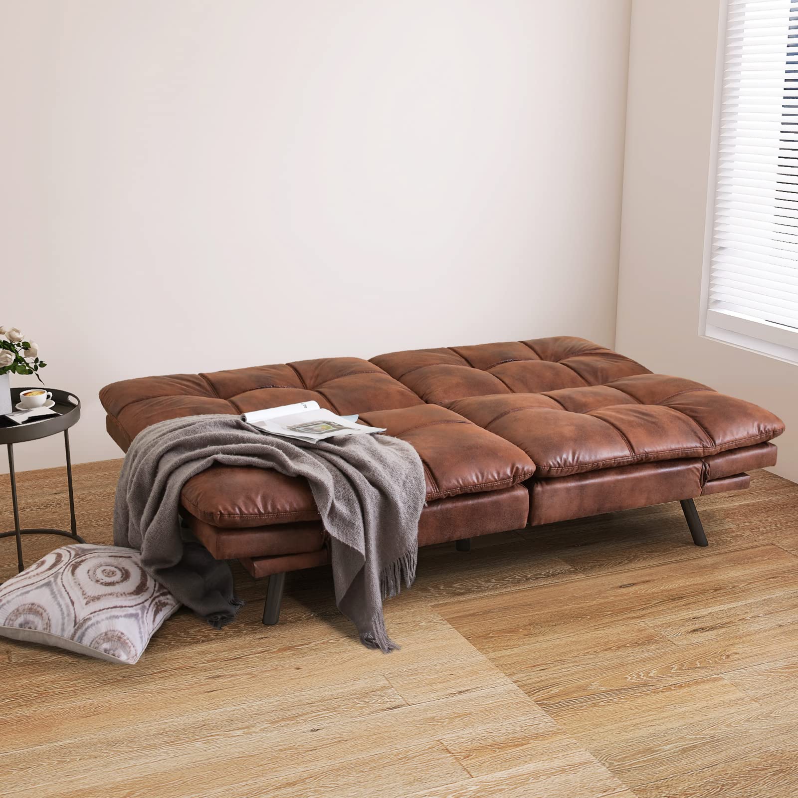 Convertible Futon Sofa Bed with Memory Foam