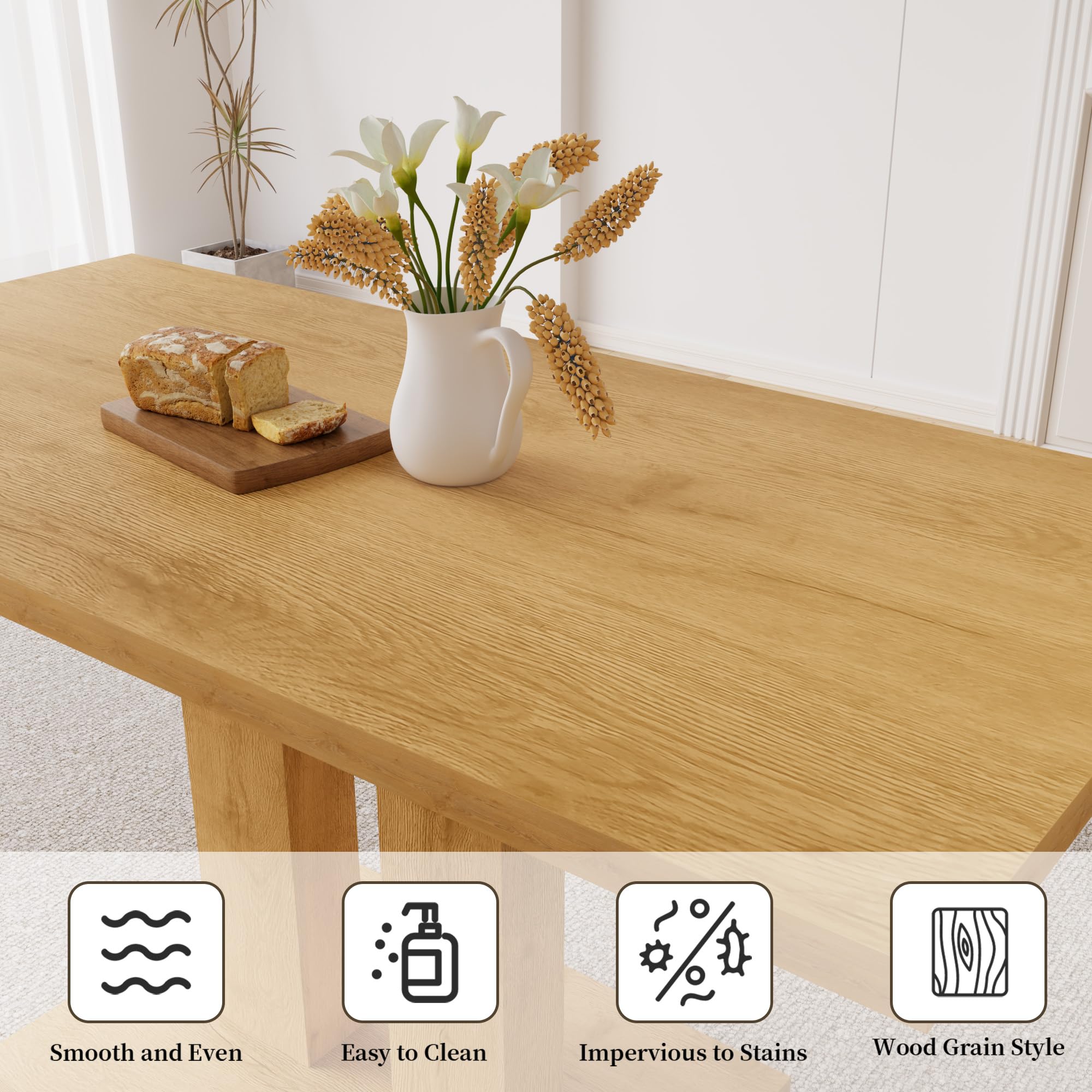 46" Rectangular Dining Table with Oak Finish