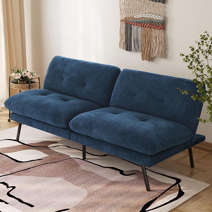 71" Futon Sofa Bed - Convertible Couch with Memory Foam