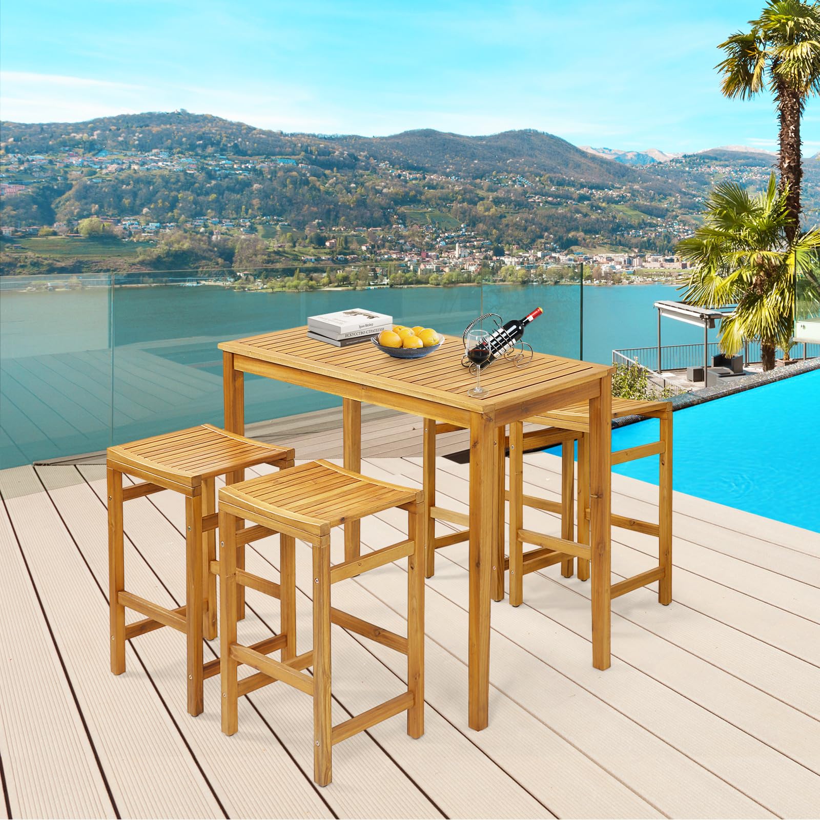Outdoor Acacia Wood Bar Table