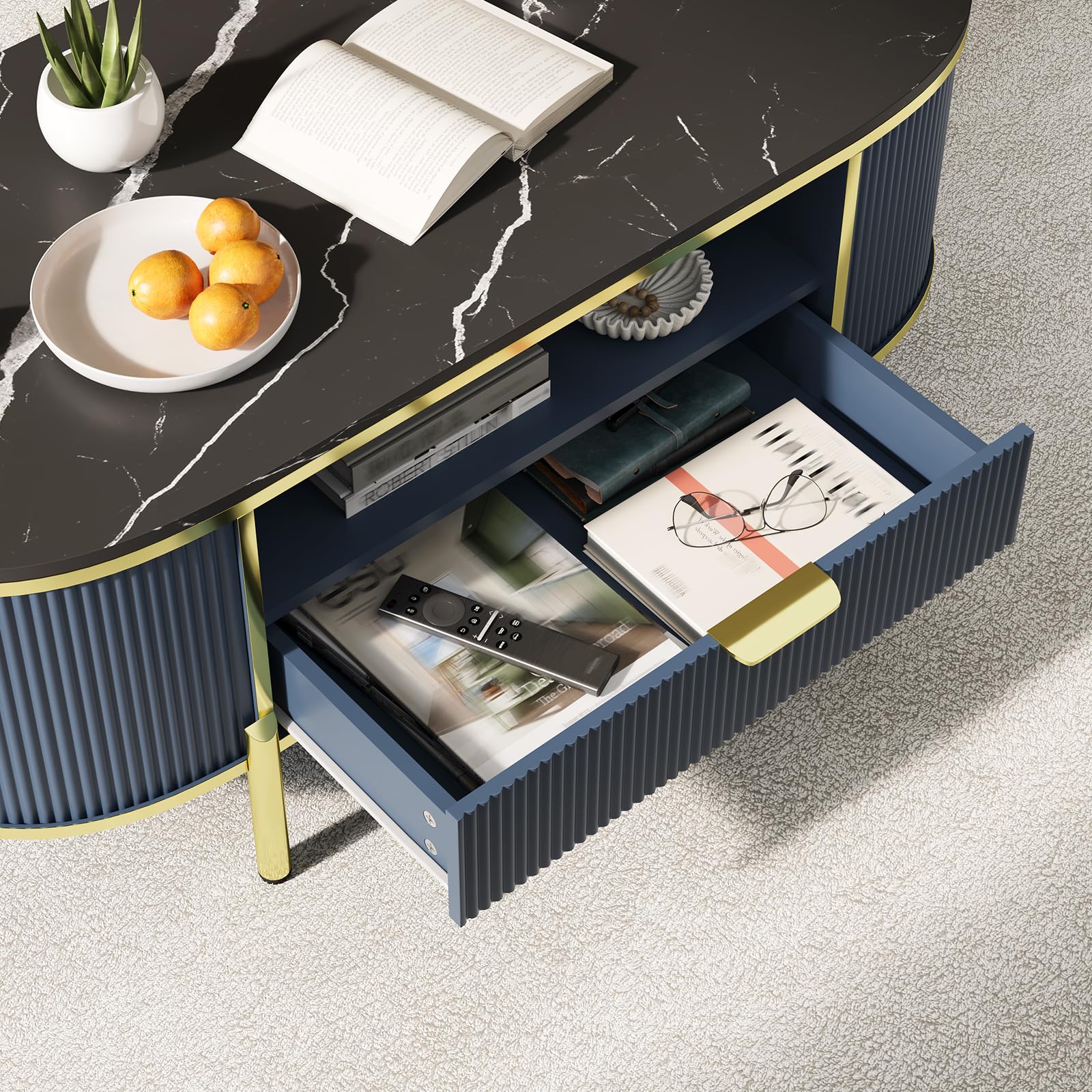 48" Oval Coffee Table with Storage Drawer