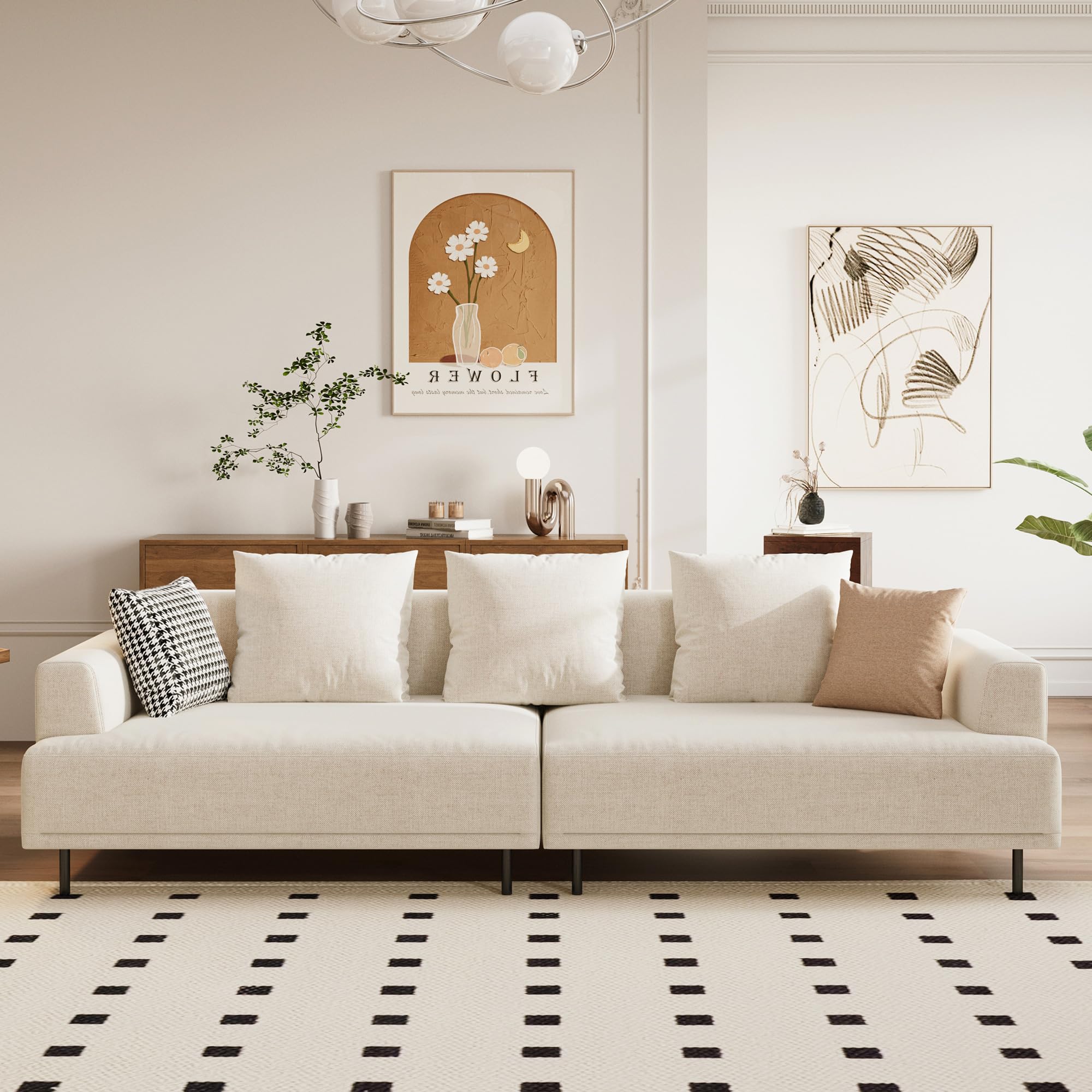 Modular Sectional Sofa 109.4" Wide Mid-Century Modern Fabric Couch