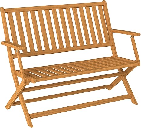 2-Person Foldable Acacia Wood Outdoor Bench