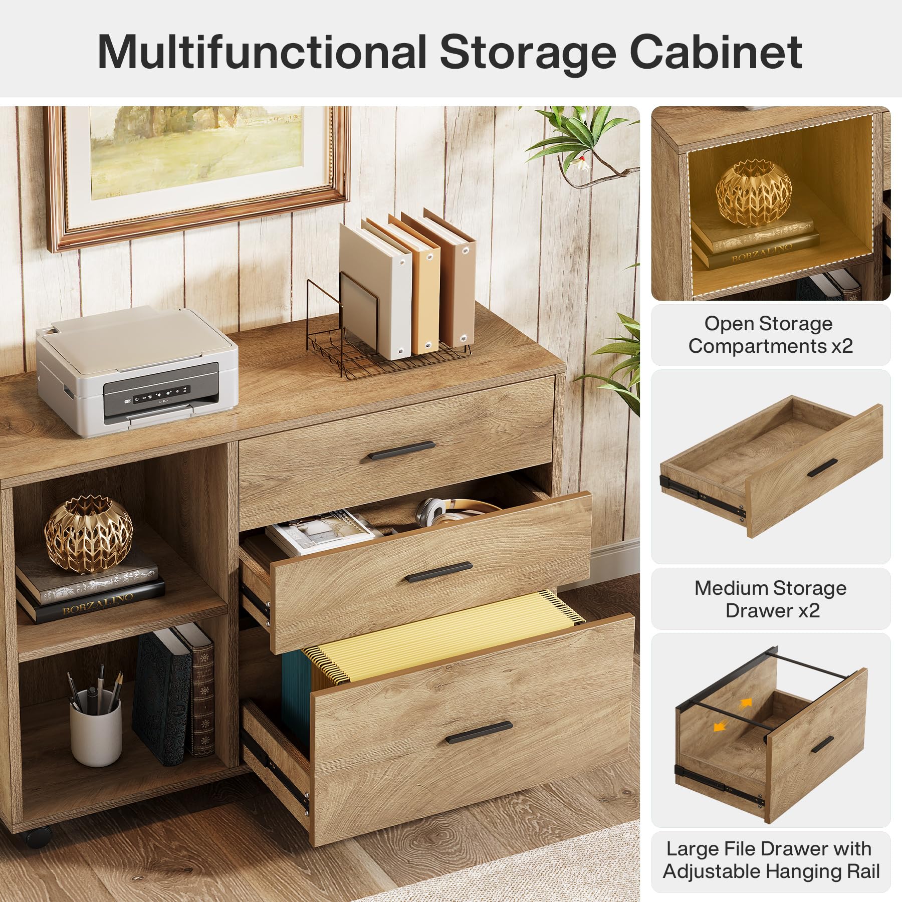 L-Shaped Executive Desk with File Cabinet