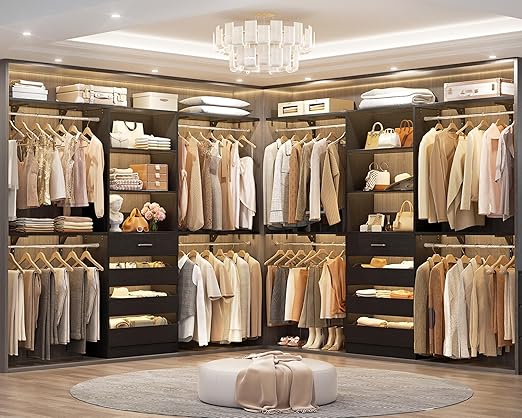 Closet System with Drawers and Hanging Rods