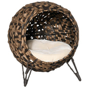 Elevated Woven Cat Bed with Cushion