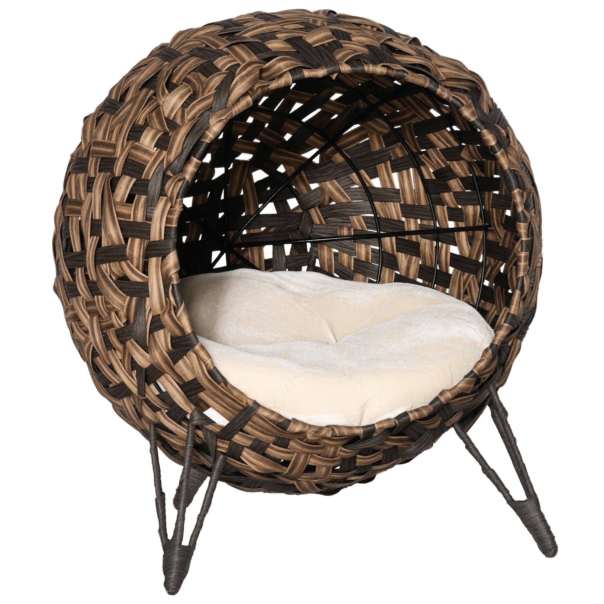 Elevated Woven Cat Bed with Cushion