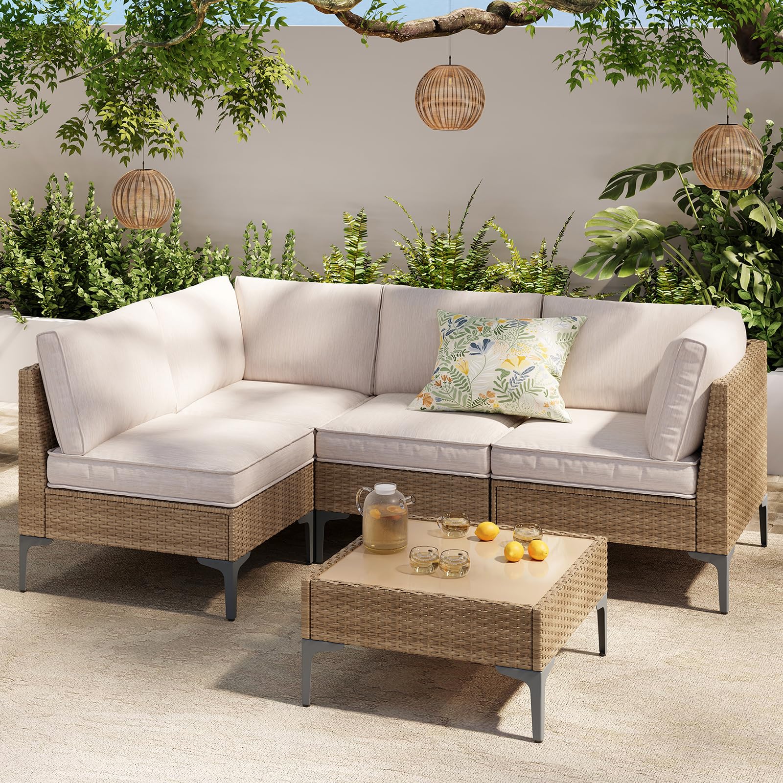 5-Piece Patio Furniture Set with Coffee Table