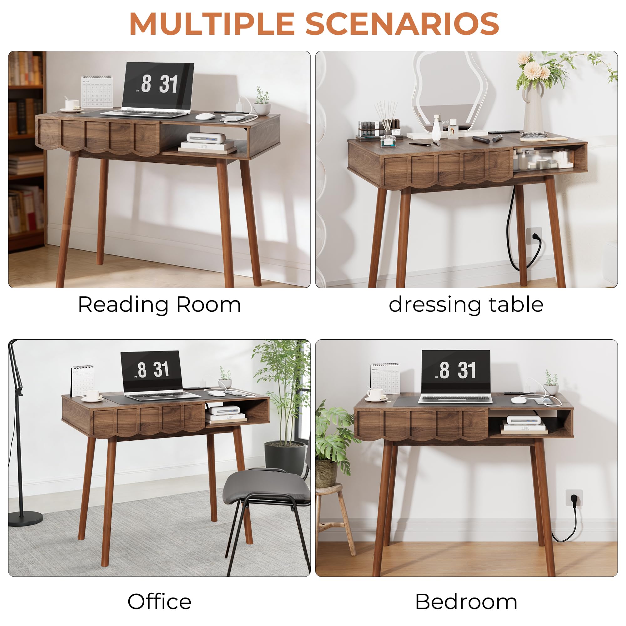 Mid Century Modern Executive Desk with Drawer
