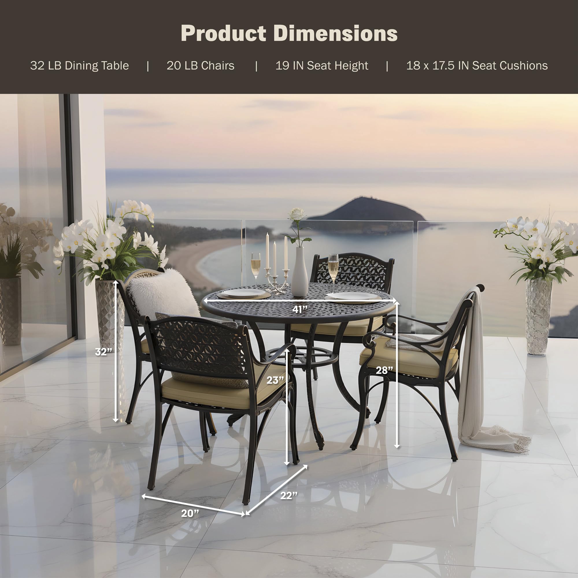 5-Piece Cast Aluminum Outdoor Dining Set