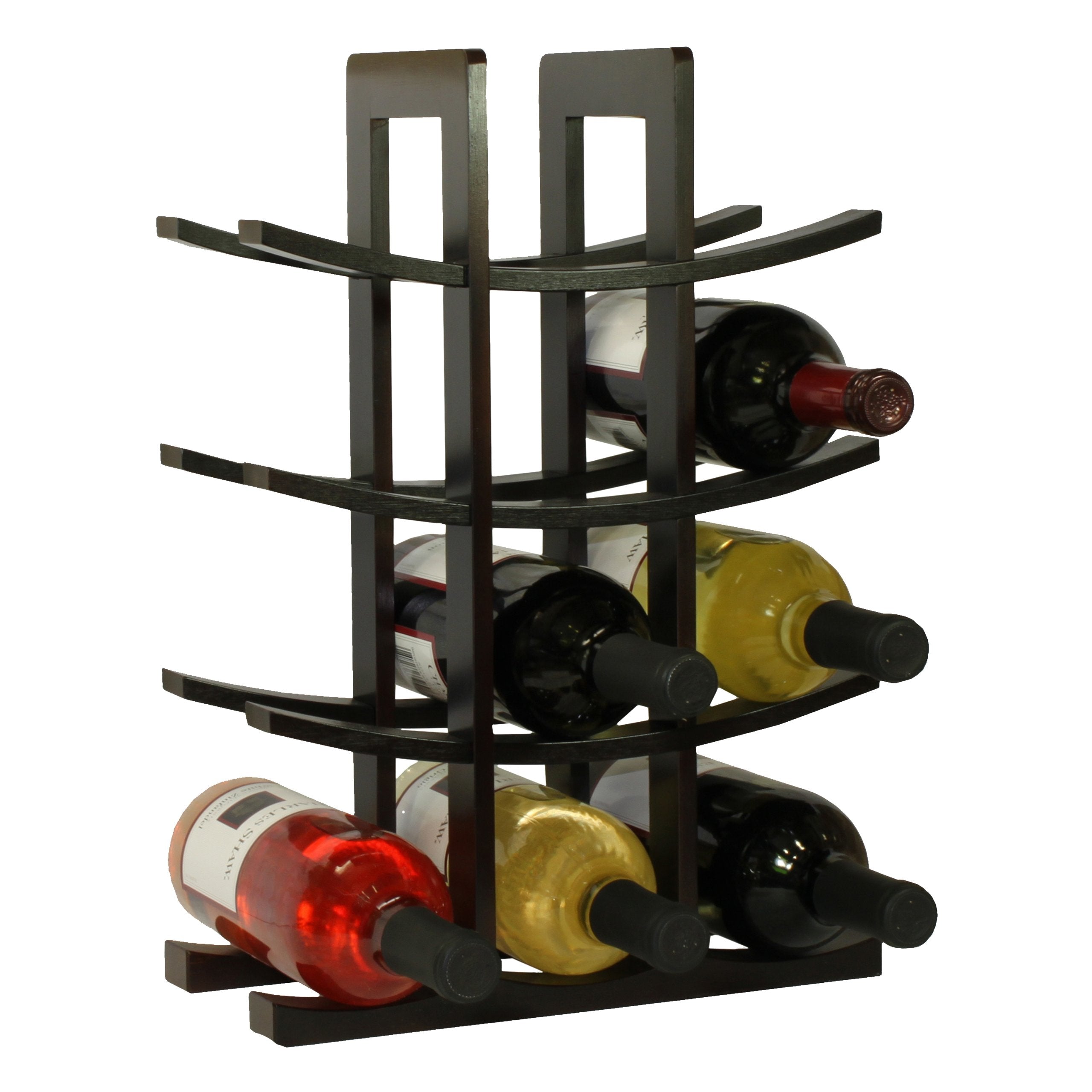 12-Bottle Bamboo Wine Rack Dark Espresso