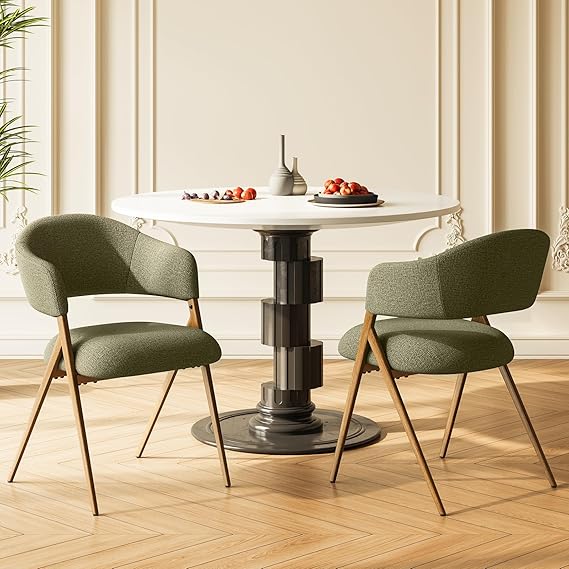Dining Chairs Set of 4 Modern Fabric Upholstered with Open Back