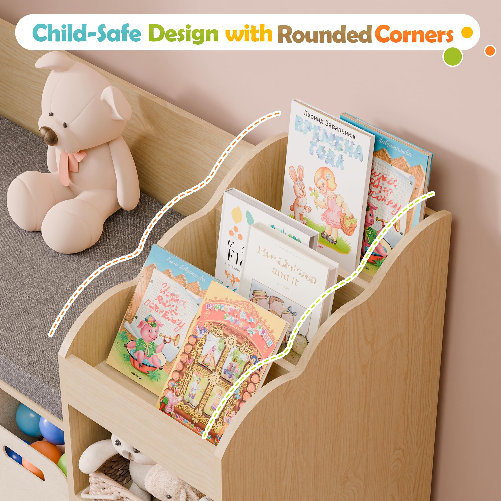 Kids Bookshelf with Reading Nook and Chalkboard