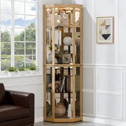 Corner Curio Cabinet with Lighted Glass Display