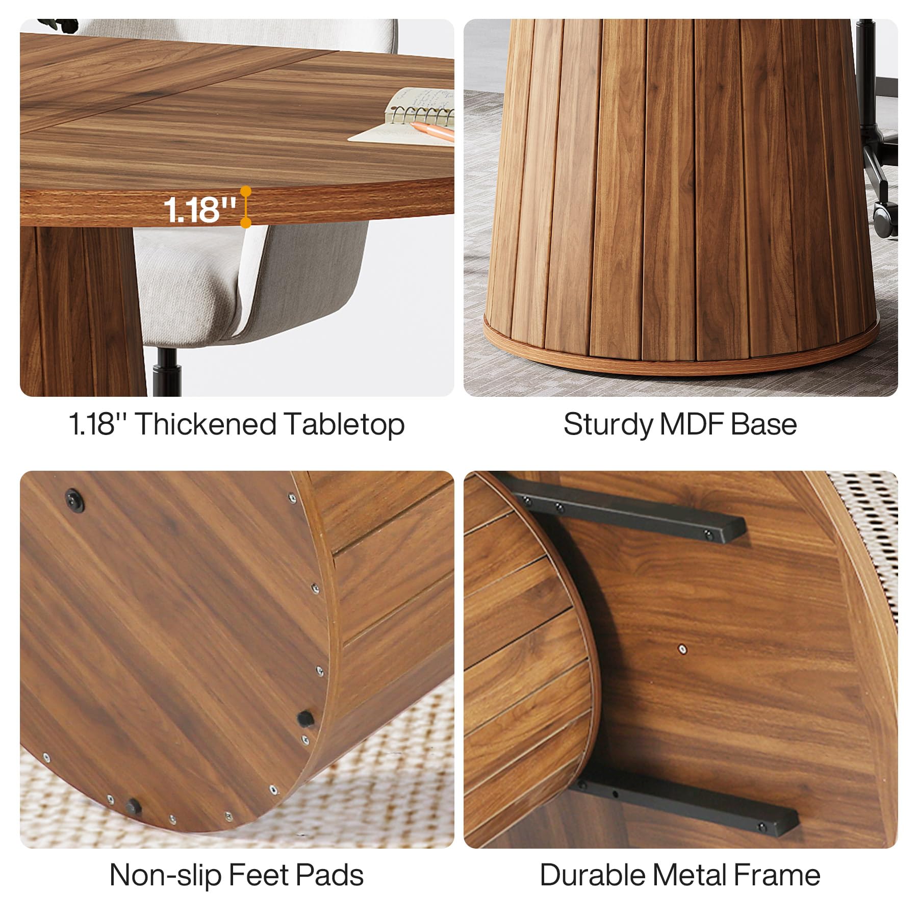 Oval Conference Table 55 Inches Wood Meeting Table for 6 People