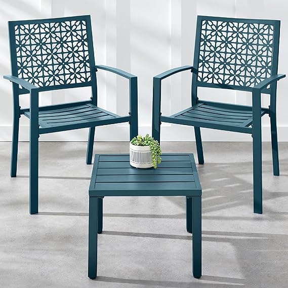 3-Piece Outdoor Bistro Set with Stackable Chairs